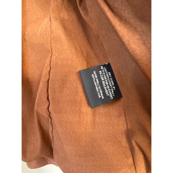 NEW Lamarque Long Sleeve Classic Moto Crafted Leather Jacket Brown Size: Small - Picture 5 of 7